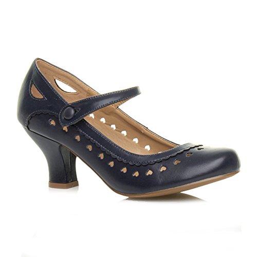 Damen Mitte Blockabsatz T Riemen Ausgeschnitten Brogues Damen Mitte Blockabsatz T Riemen Ausgeschnitten Brogues